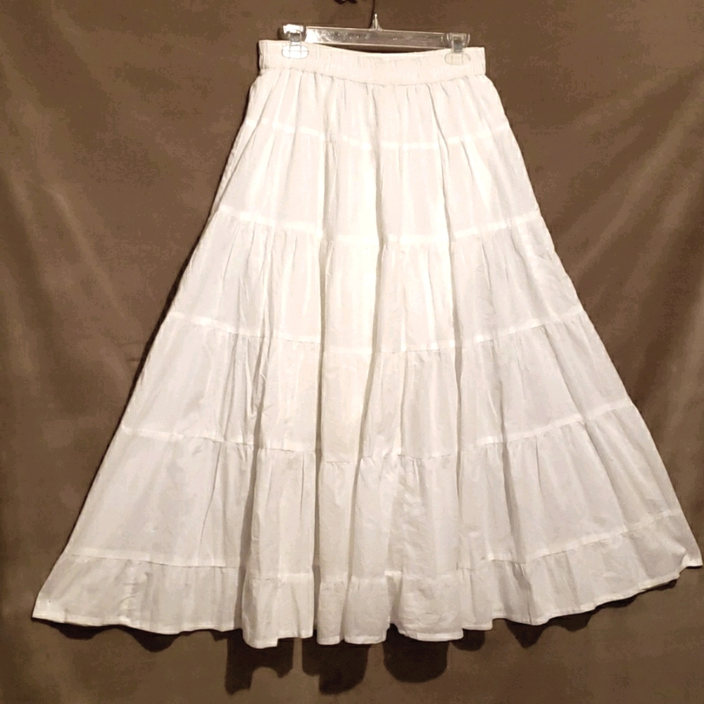 CHADWICK'S Cotton White Peasant Skirt Sz S